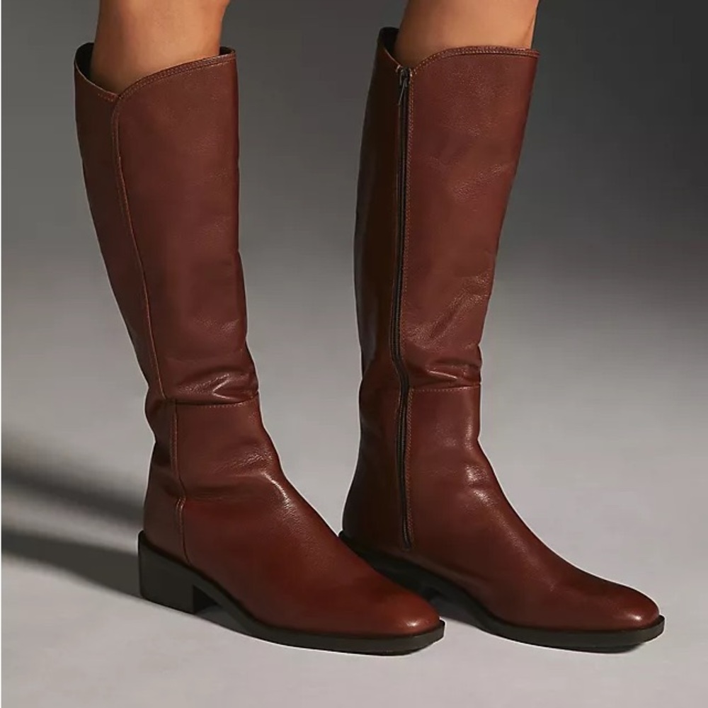Anthropologie Tall Brown Leather Riding Boots
